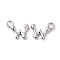 Brass Charms, Real Platinum Plated, Letter W, 11x12.5x3mm, hole: 2.5mm