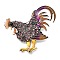 Rooster Enamel Pins, Alloy Rhinstone Brooches for Backpack Clothes, Medium Orchid, 60x64mm