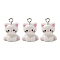 Opaque Resin Pendants, Cat, with Platinum Iron Loop, White, 19x15x10.5mm, Hole: 2mm