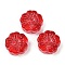 Transparent Glass Beads, Flowers, Baking Paint, Red, 14x14.5x5.5~6mm, Hole: 1.2mm