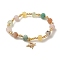 Faceted Rondelle Natural Citrine & Rose Quartz & Sunstone & Amazonite & Prehnite Bead Stretch Bracelets, Star Charm Bracelets for Women, Real 14K Gold Plated, Inner Diameter: 2-1/8 inch(5.3cm)