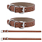 Imitation Leather Dog Collar, with Platinum Iron Clasp, for Small Medium and Large Dogs, Pet Supplies, Saddle Brown, 460x22x9mm