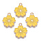 Alloy Enamel Pendants, Sakura Flower, Light Gold, Gold, 20.5x17.5x1.5mm, Hole: 2mm