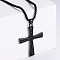 Retro Rock Punk Men's Cross Stainless Steel Pendant Necklaces, Black