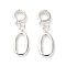 Rack Plating Brass Fold Over Clasps, Oval, 925 Sterling Silver Plated, 26mm, Oval: 16.5x9x2mm, Ring Clasp: 11x8.5x3mm, hole: 5mm