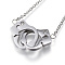 304 Stainless Steel Pendant Necklaces, with Rhinestone, Handcuffs, Stainless Steel Color, 17.32 inch(44cm)