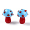 Handmade Lampwork Beads Strands, Mushroom, Light Sky Blue, 15~16.5x11.5~13mm, Hole: 2mm