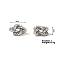 Geometric Brass Clear Cubic Zirconia Stud Earrings, Fashion Chanel Style Jewelry, Silver, 20x17mm