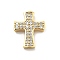 Brass Micro Pave Clear Cubic Zirconia Pendants, Cross Charms, Rack Plating, Long-Lasting Plated, Lead Free & Cadmium Free, Real 18K Gold Plated, 23.5x19.5x3.5mm, Hole: 1.2mm