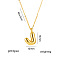304 Stainless Steel Chunky Initial Pendant Necklaces, Real 18K Gold Plated, Letter J, 15.75 inch(40cm)