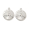304 Stainless Steel Pendants, with Cubic Zirconia, Flat Round Charms, Stainless Steel Color, 18x15.5x2mm, Hole: 1.8mm