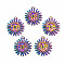 Rainbow Color Alloy Pendants, Cadmium Free & Nickel Free & Lead Free, Sun, 33.5x29x3mm, Hole: 2mm