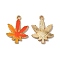 Alloy Enamel Pendants, Cadmium Free & Nickel Free & Lead Free, Light Gold, Leaf Shape Charm, Dark Orange, 20x14.5x1.4mm, Hole: 1.3mm