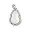 Brass with Shell and Cubic Zirconia Charms, Platinum, 19x12x3.5mm, Hole: 4x2mm