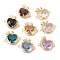 Brass K9 Glass Connector Charms, Cadmium Free & Nickel Free & Lead Free, Light Gold Tone Apple Links, Mixed Color, 18x22x8mm, Hole: 1.5mm