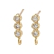 Brass Micro Pave Cubic Zirconia Studs Earring Findings, Long-Lasting Plated, Lead Free & Cadmium Free, Round, Real 18K Gold Plated, 14x3.5mm, Hole: 1.5mm, Pin: 11.5x0.7mm