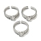 Natural Moonstone Adjustable Rings, with Platinum Brass Findings, Long-Lasting Plated, Jewely for Women, Rectangle, 5.2mm, Inner Diameter: Adjustable