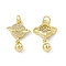Rack Plating Brass Micro Pave Cubic Zirconia Pendants, with Jump Ring Cadmium Free & Lead Free, Long-Lasting Plated, Planet Charm, Real 18K Gold Plated, 20.5x14x3.5mm, Hole: 3.6mm