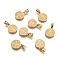 Ion Plating(IP) Flat Round with San Benito & Word 304 Stainless Steel Charms, Golden, 15x12x1.2mm, Hole: 4x6.5mm