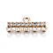 Brass Micro Pave Clear Cubic Zirconia Chandelier Component Links, Long-Lasting Plated, Cadmium Free & Lead Free, Light Gold, 6.5x16.5x2mm, Hole: 1mm