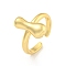Brass Letter Open Cuff Rings for Women, Cadmium Free & Lead Free, Adjustable, Real 18K Gold Plated, Letter I, 15~16.5x7~16.5mm