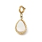 Teardrop 304 Stainless Steel Pendant Decorations, with White Shell and Spring Ring Clasps, Ion Plating(IP), Real 18K Gold Plated, 18mm