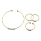 202 Stainless Steel Cuff Bangle & Necklace & Hoop Earrings Sets, Clay Rhinestone Jewelry for Women, Golden, 55x6.5mm
