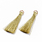 Polyester Tassel Pendant Decorations, with Golden Iron Jump Rings, Goldenrod, 48~53x6~9mm, Hole: 5x2.5mm