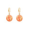 Golden Tone Stainless Steel Enamel Map Dangle Earrings for Women, Orange