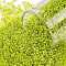 TOHO Round Seed Beads, Japanese Seed Beads, (24) Silver Lined Lime Green, 15/0, 1.5mm, Hole: 0.7mm, about 15000pcs/50g