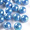 Opaque Acrylic Beads, AB Color Plated, Round, Deep Sky Blue, 20x19mm, Hole: 2~3mm