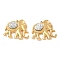 Dyed Synthetic Turquoise Pendants, Elephant Charms, with PVD Vacuum Plating 304 Stainless Steel Settings, Real 18K Gold Plated , White, 24x29x7mm, Hole: 1.5mm