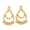 Ion Plating(IP) 304 Stainless Steel Chandelier Component Links, Teardrop, Golden, 32x19.5x2.2mm, Hole: 2.3mm & 1.8mm