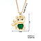 Cute Bear Pendant Necklaces Sparkling Emerald Rhinestone Brass Cable Chain Necklaces for Women, Golden, 15.75 inch(400mm)