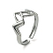 Non-Tarnish 304 Stainless Steel Open Cuff Ring, Hollow Rectangle, Stainless Steel Color, Inner Diameter: 17mm