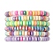 6Pcs Handmade Polymer Clay Heishi Beads Stretch Bracelets for  Girl, Flat Round, Mixed Color, Inner Diameter: 1-7/8 inch(4.8cm)