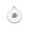 Evil Eye Style Alloy Enamel Pandants, Golden, Flat Round Charm, Eye, 24x21x3mm, Hole: 2mm
