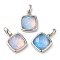 Rack Plating Brass with Synthetic Opal Pendants, Square, Mixed Color, 14x11x5.5mm, Hole: 5mm