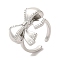 Brass Open Rings, Cadmium Free & Lead Free, Bowknot, Platinum, Inner Diameter: 17mm