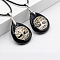 Natural Obsidian Pendant Necklaces, Imitation Leather Cord Necklaces for Women, 17.72 inch(45cm)