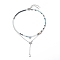 2Pcs 2 Style 304 Stainless Steel Shell & Star Charms Lariat Necklaces Set with Natural Pearl, Opalite & Natural Aquamarine & Synthetic Hematite Beaded Necklaces for Women, Stainless Steel Color, 15.59~19.06  inch(39.6~48.4cm), 1Pc/style