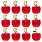 12Pcs Handmade Lampwork Pendants, with Brass Findings, Cadmium Free & Lead Free, Matte Gold Color, Apple, Red, 18x13mm, Hole: 4x2.2mm