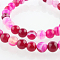 Natural Striped Agate/Banded Agate Round Bead Strands, Dyed, Deep Pink, 6mm, Hole: 1mm, about 62pcs/strand, 14.8 inch