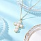 Brass & ABS Imitation Pearl Religion Cross Pendant 304 Stainless Steel Cable Chain Necklaces, White, Golden, 15.20 inch(38.6cm)