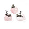 Natural Rose Quartz Cluster Base Sculpture, with Antique Silver Alloy Miner, for Home Office Desktop Decorations, 35~60x35~60x38~60mm
