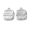 Brass Micro Pave Cubic Zirconia Pendants, Cadmium Free & Nickel Free & Lead Free, Square with Word Charms, Real Platinum Plated, 15.5x13x1.5mm, Hole: 1.8mm