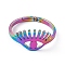 Ion Plating(IP) 201 Stainless Steel Evil Eye Adjustable Ring for Women, Rainbow Color, US Size 6 1/4(16.7mm)