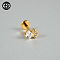G23 Titanium Micro Pave Cubic Zirconia Cartilage Earrings, Internally Threaded Labrets Stud, Tragus Stud, Flat Back Earring, Rhombus, Golden, 8mm, Pin: 1.2mm