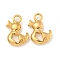 Ion Plating(IP) 304 Stainless Steel Pendants, Duck with Letter ABC Charms, Real 18K Gold Plated, 18.5x13.5x3.5mm, Hole: 2.8mm