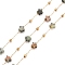 Ion Plating(IP) 304 Stainless Steel Satellite Chains, with Natural Tiger Eye Star Beaded, Unwelded, with Spool, Golden, 4x4x2mm